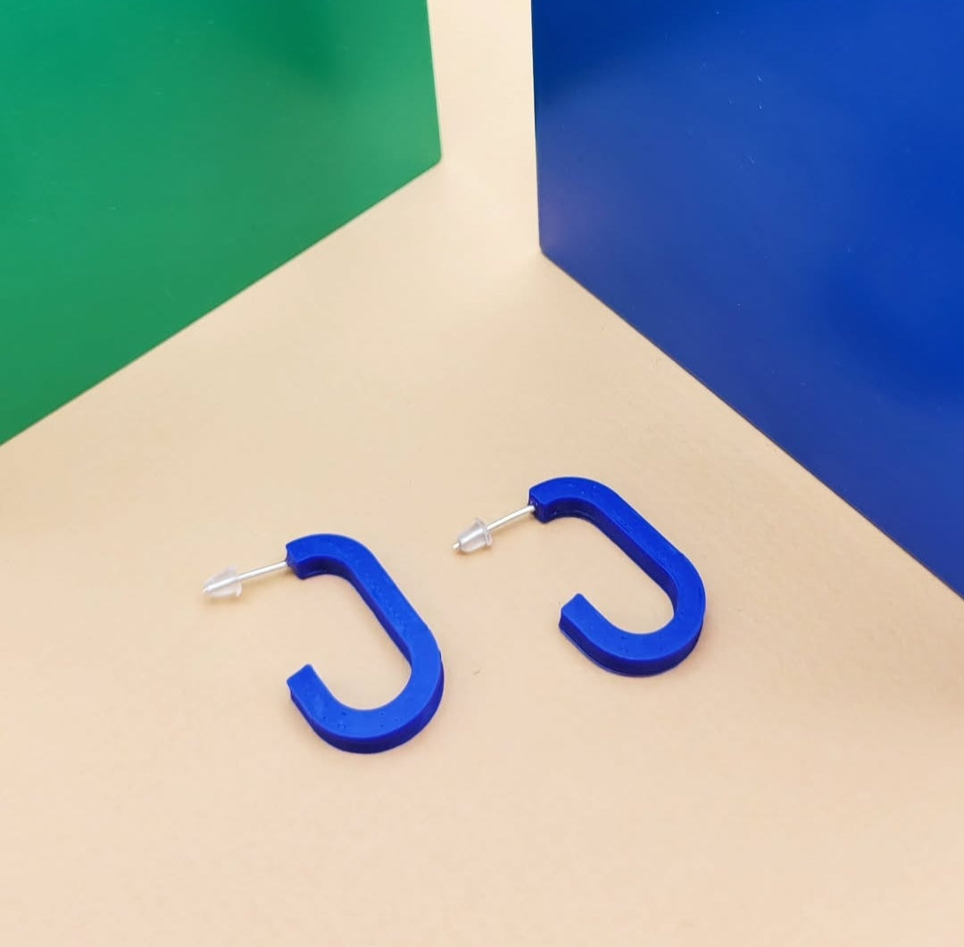 Navy Blue Mini Hoop Earrings by Will Sharp