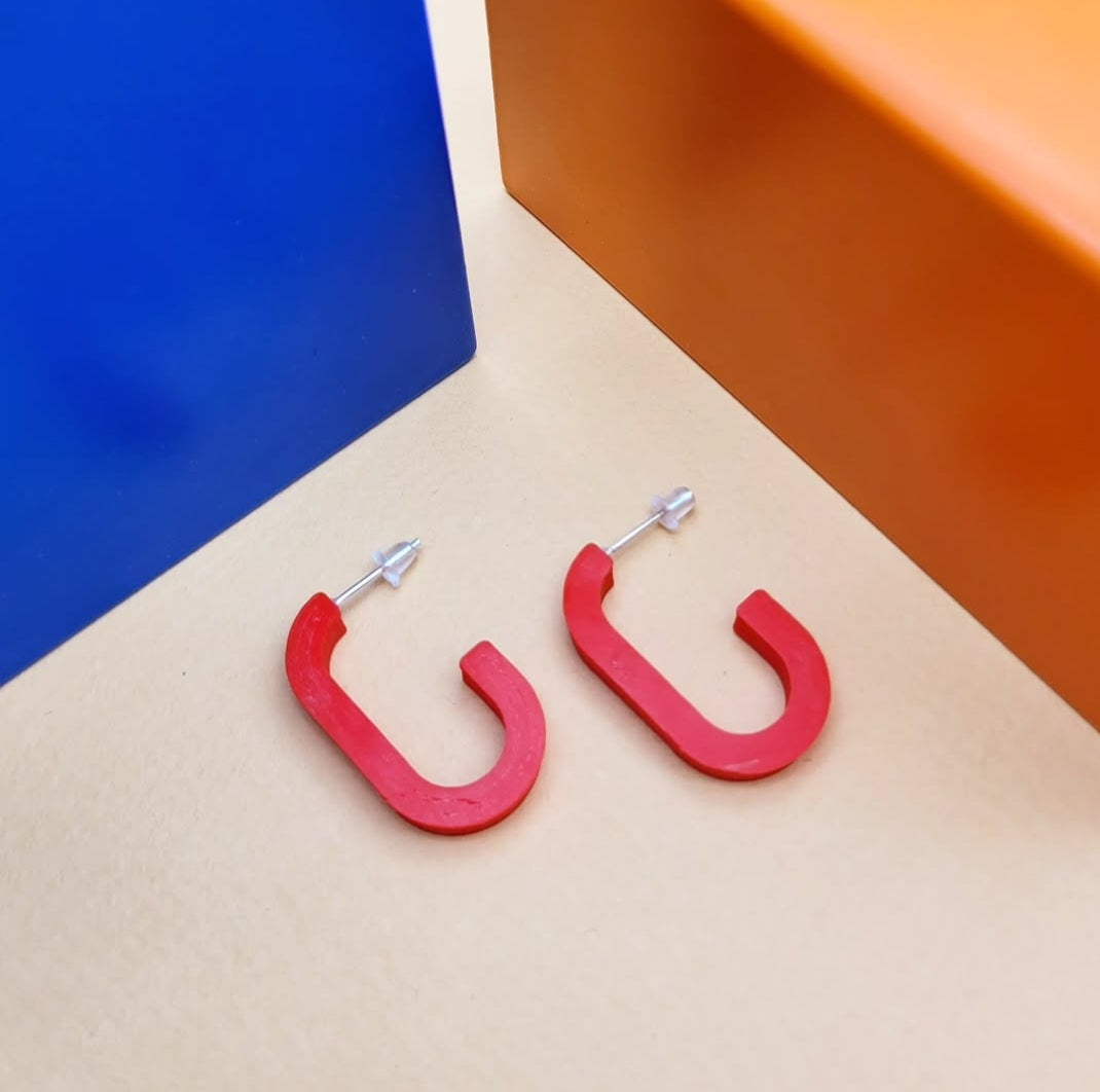 Red Mini Hoop Earrings by Will Sharp