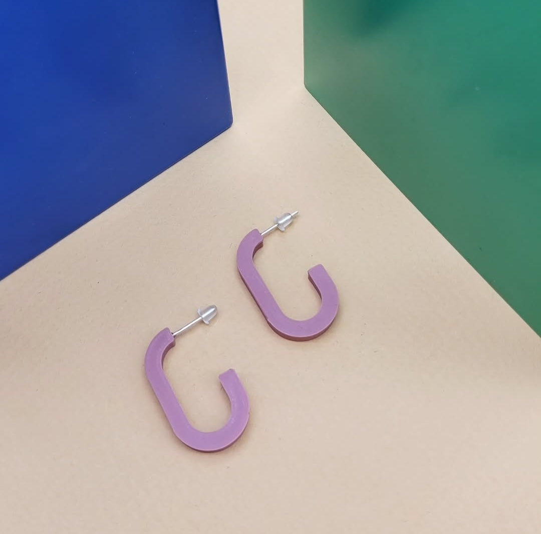 Purple Mini Hoop Earrings by Will Sharp