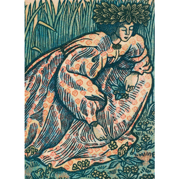 Girl Picking Flowers Greetings Card