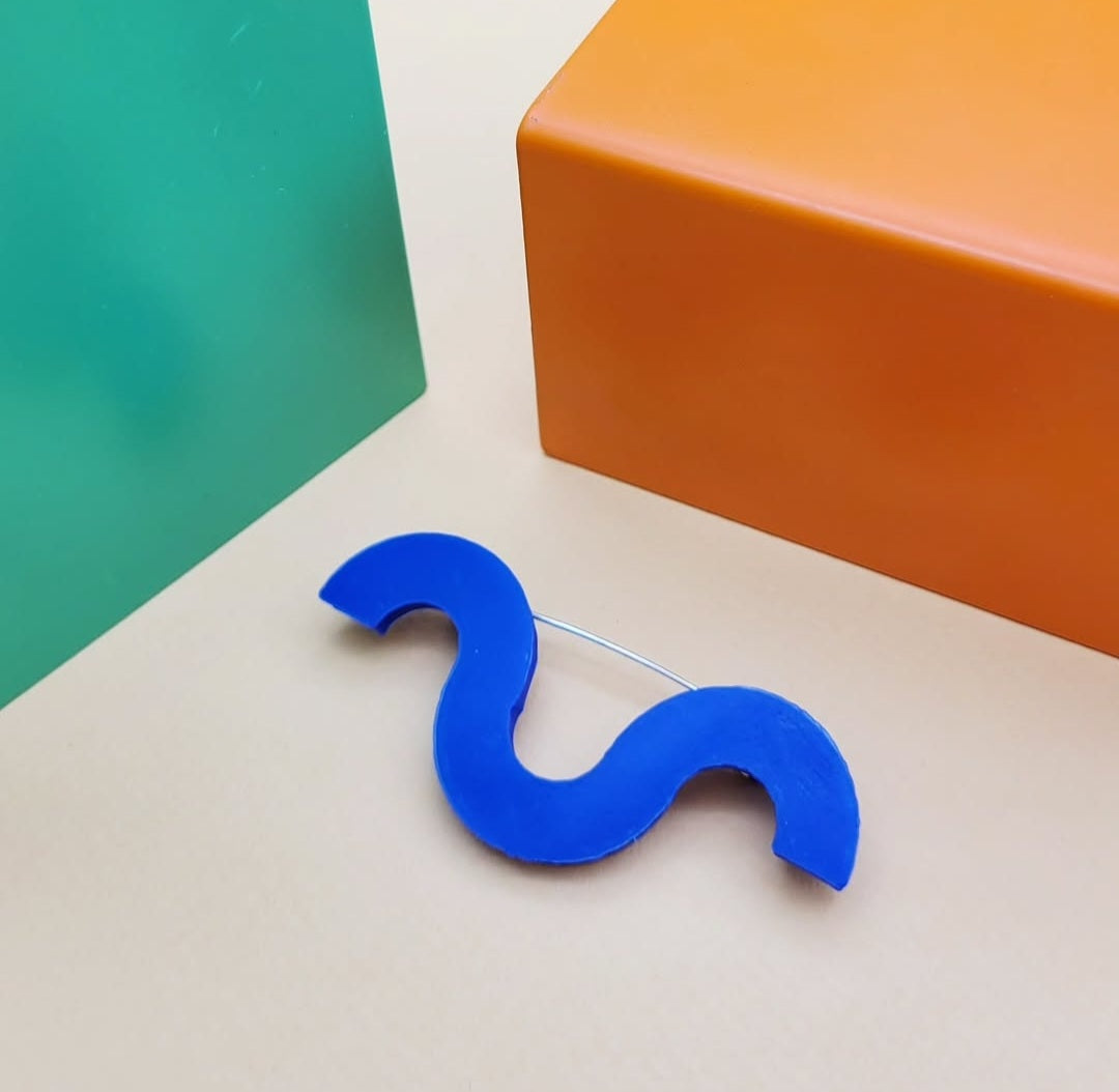 Navy Blue Wiggle Brooch by Will Sharp