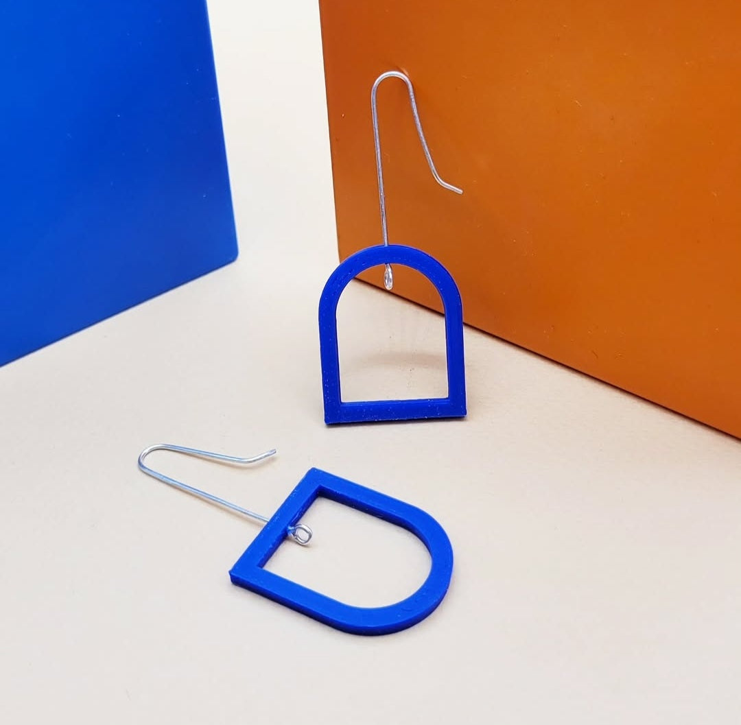 Navy Blue Miss Match Drops Earrings by Will Sharp