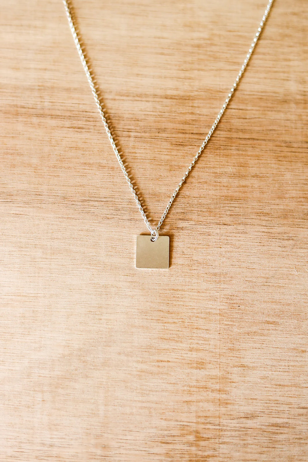 Square Pendant Silver Necklace