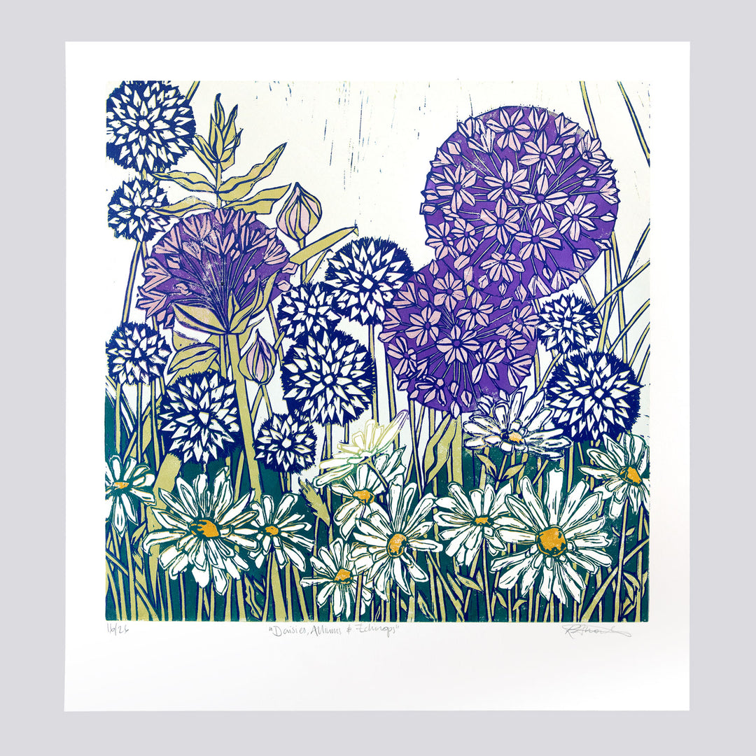 Daisies, Alliums and Echinops by Rachel Knowles