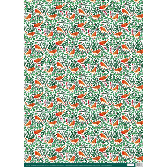 Robins and Holly Gift Wrap