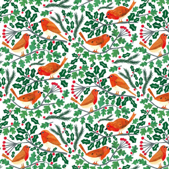 Robins and Holly Gift Wrap