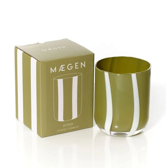 Atina Glassware in Olive & White