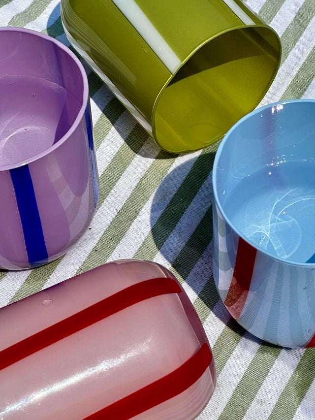 Atina Glassware in Olive & White