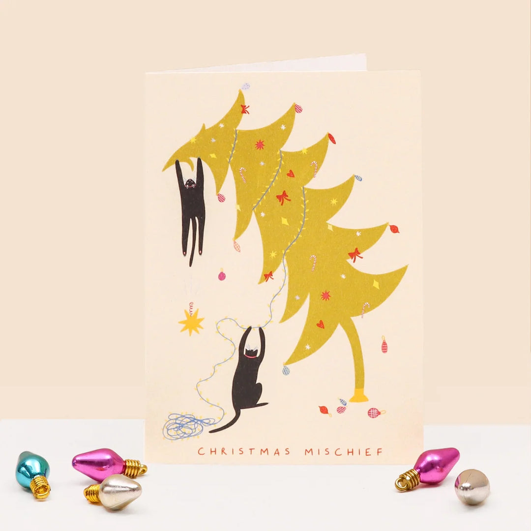 Mischeif Cats Christmas Card by Little Black Cat Illustrations
