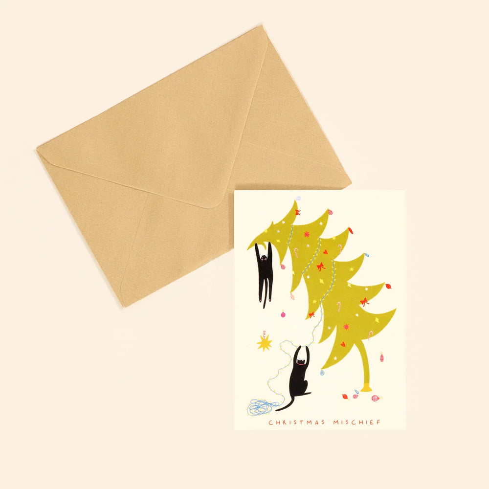 Mischeif Cats Christmas Card by Little Black Cat Illustrations