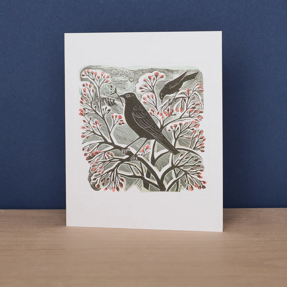 Blackbird & Berries Greetings Card