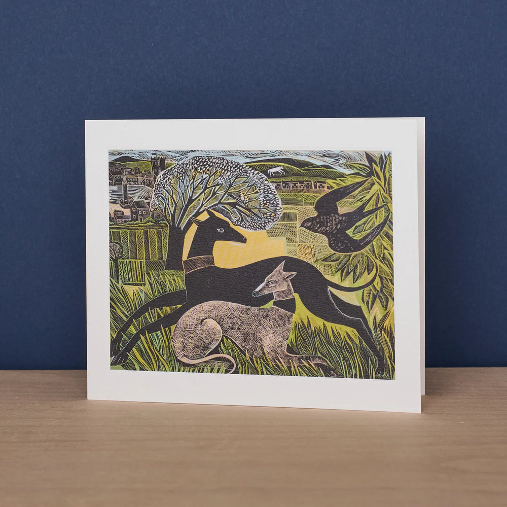 Two Yorkshire Whippets Greetings Card
