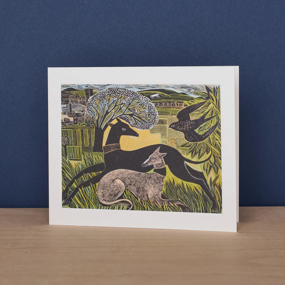 Two Yorkshire Whippets Greetings Card