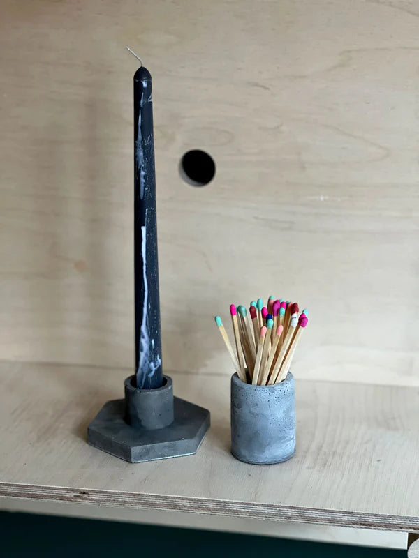Candlestick Holder Hex Concrete and Cacti