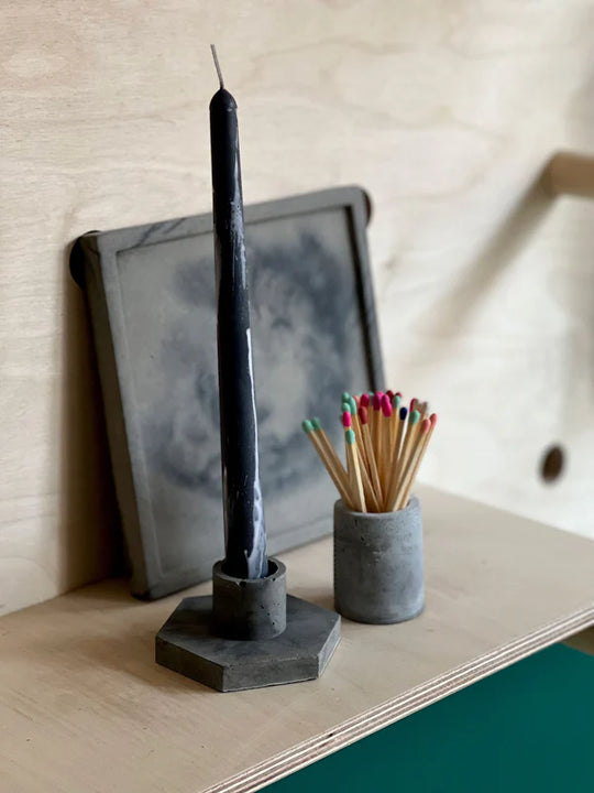 Candlestick Holder Hex Concrete and Cacti
