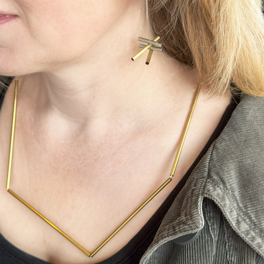 Scaffolding Dangle Earrings by Factory Floor Jewels
