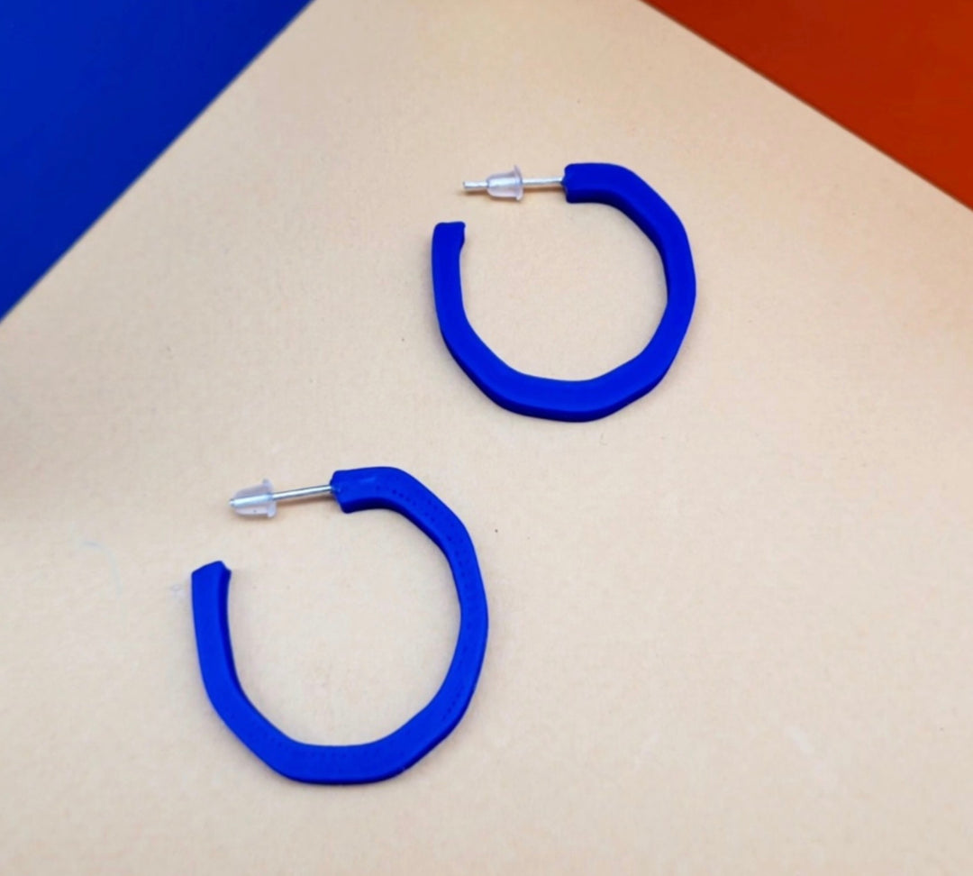 Navy Mini Bend Hoops by Will Sharp
