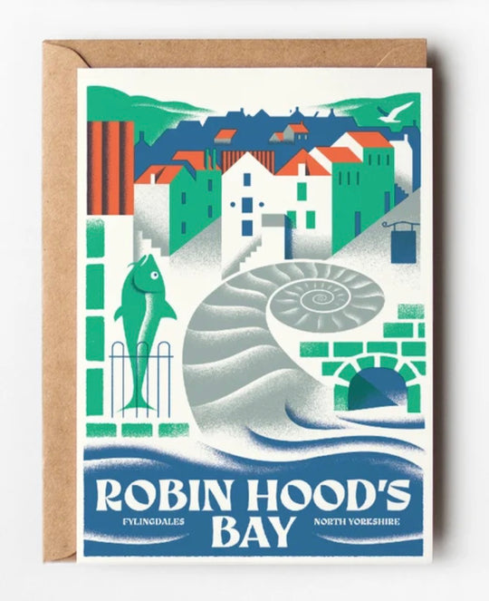 Robin Hood's Bay Greetings Card by Tall Paul Kelly