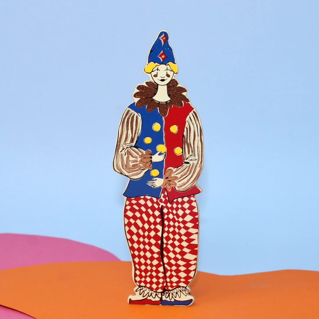 Leather Clown Bookmark in Cream