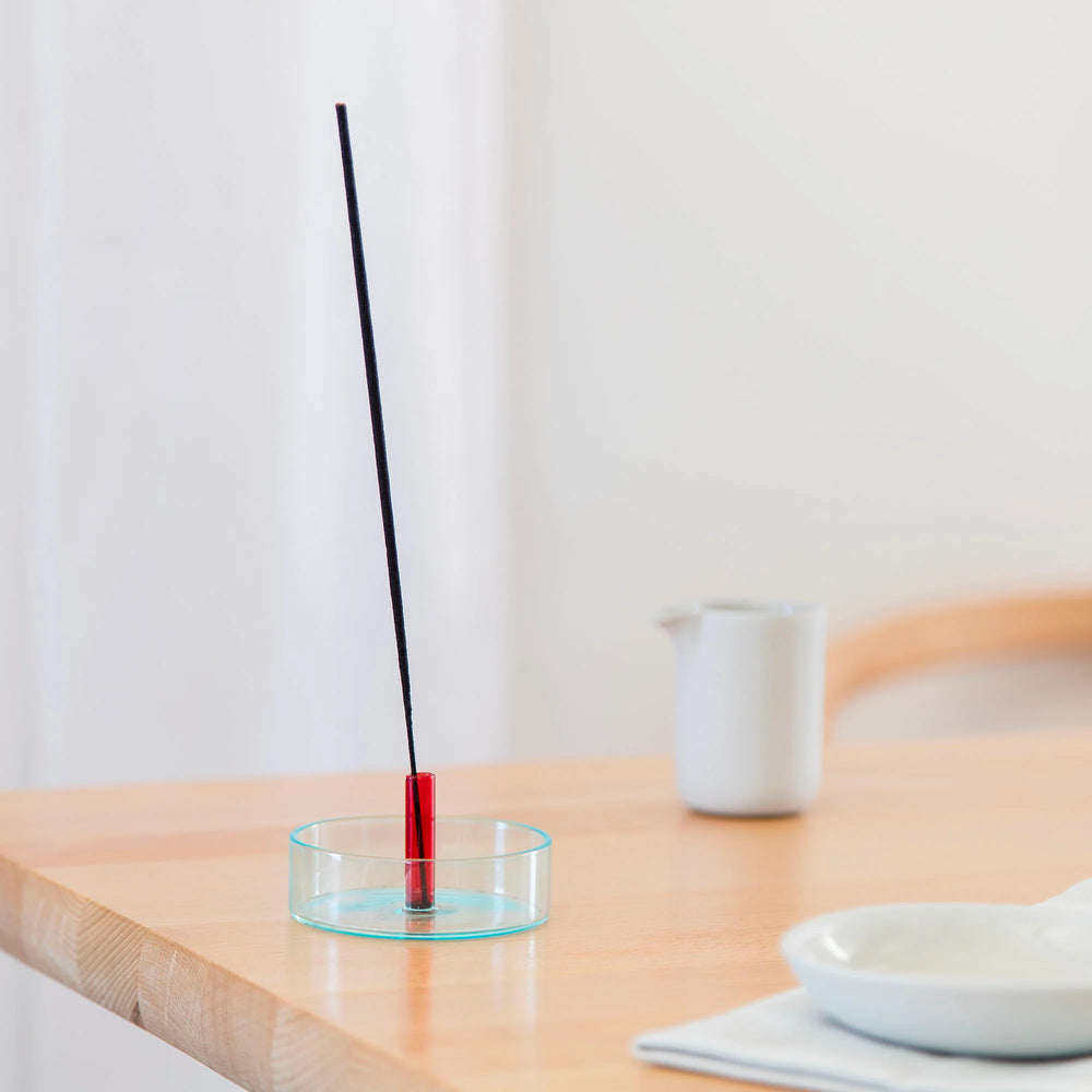 Duo Tone Glass Incense Holder Blue Red