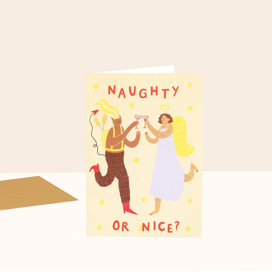 Naughty or Nice Christmas Card by Little Black Cat Illustrations