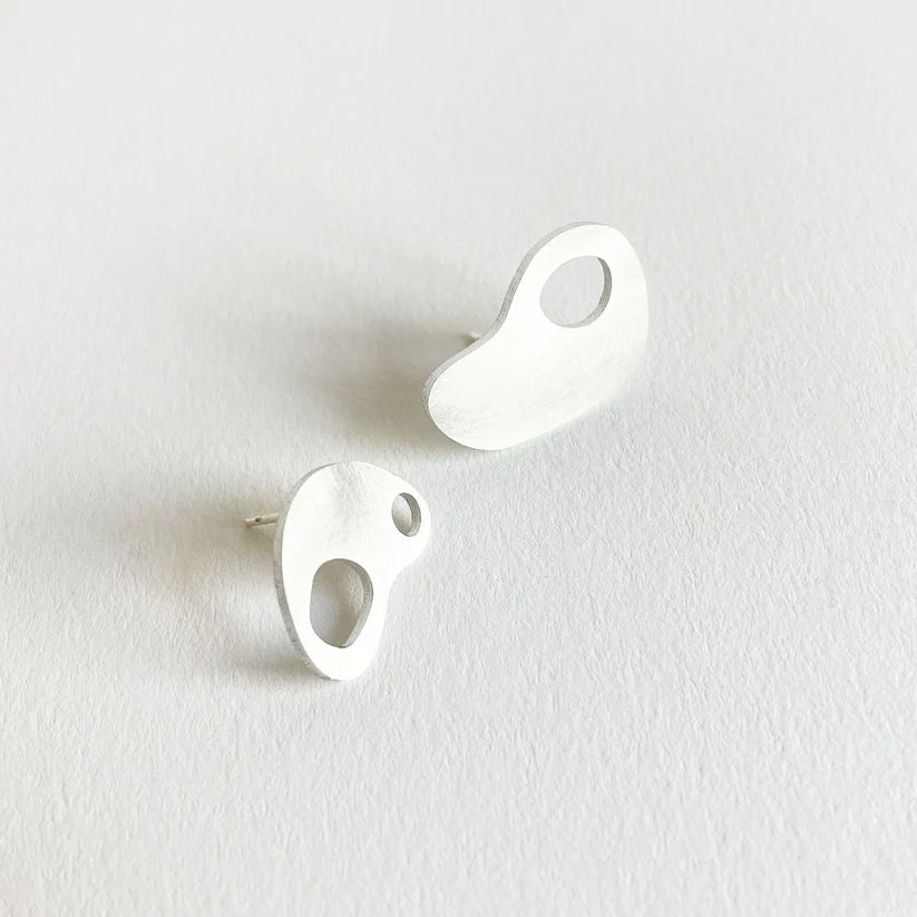 Silver Aluminium Adder Earrings by Tom Pigeon