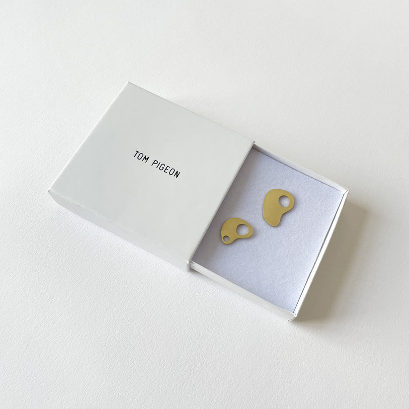 Brass Adder Earrings by Tom Pigeon