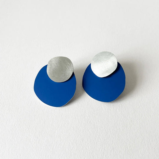 Silver Aluminium Cast Earrings by Tom Pigeon