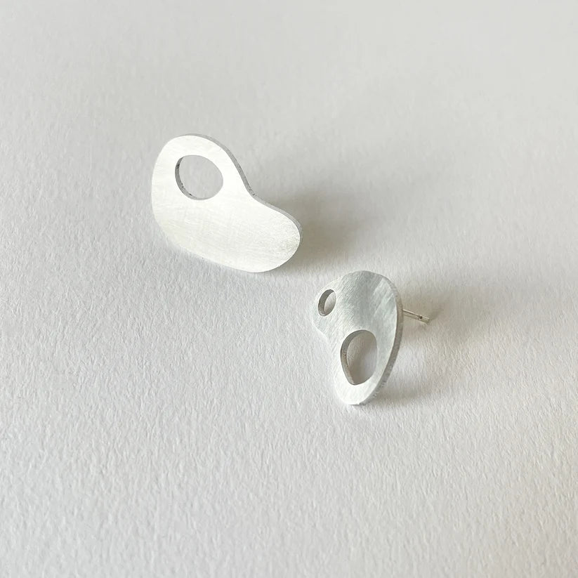 Silver Aluminium Adder Earrings by Tom Pigeon