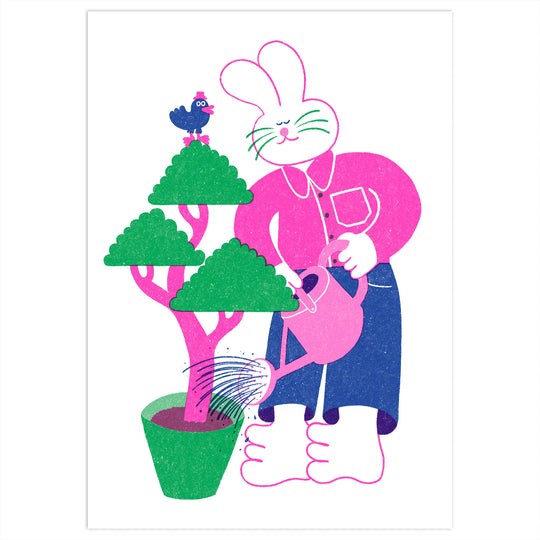Bunny Waters the Money Tree Riso Print by Yuk Fun