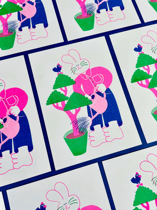 Bunny Waters the Money Tree Riso Print by Yuk Fun