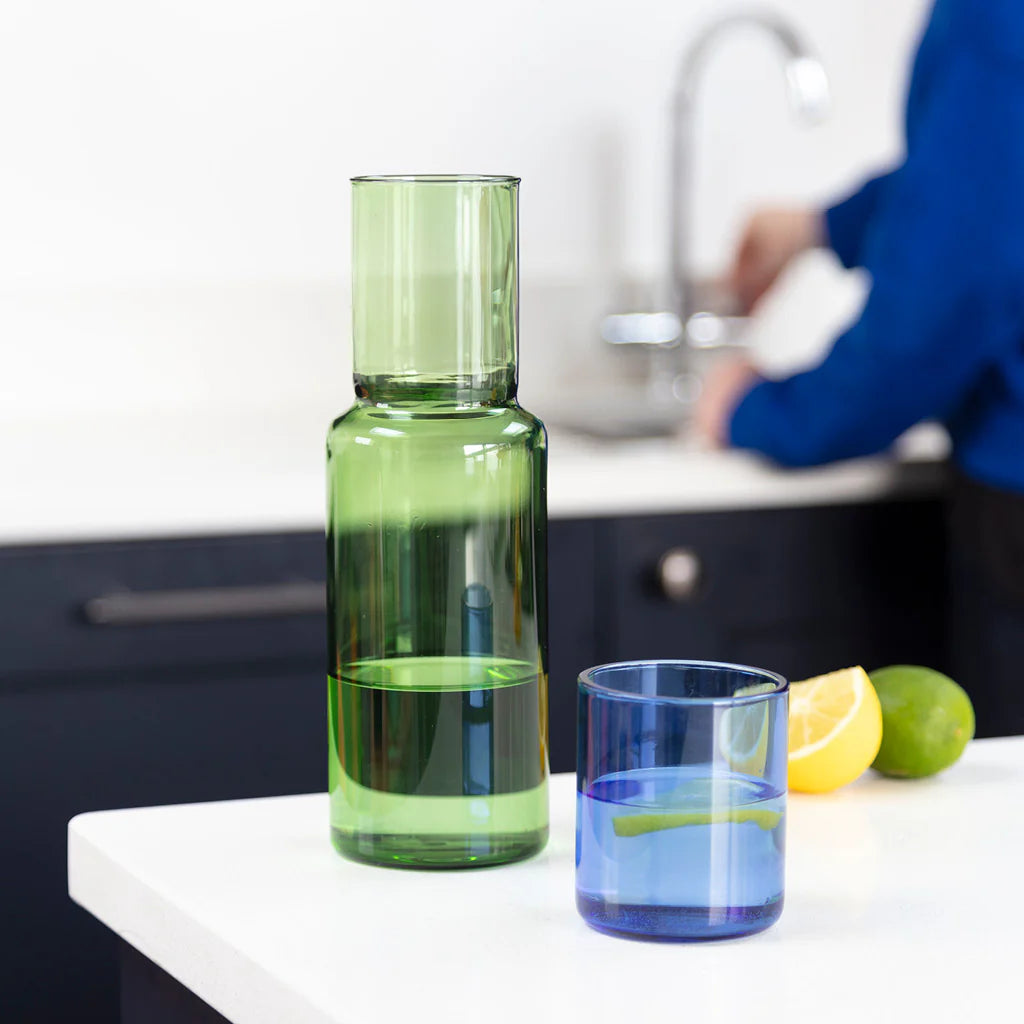 Duo Tone Glass Carafe Green Blue