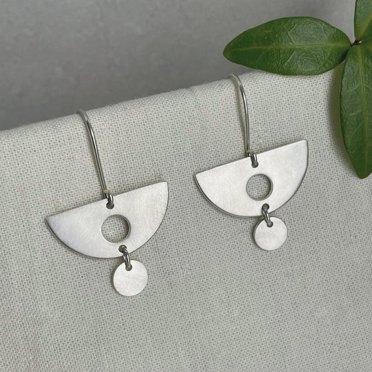 Modernist Semi Circle Flat Top Drop Earrings