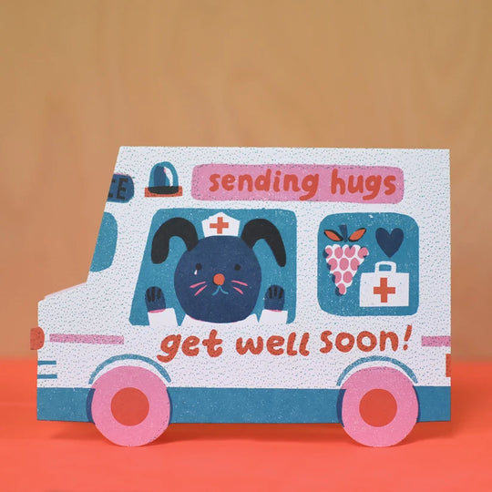 Get Well Soon Van Shaped Card