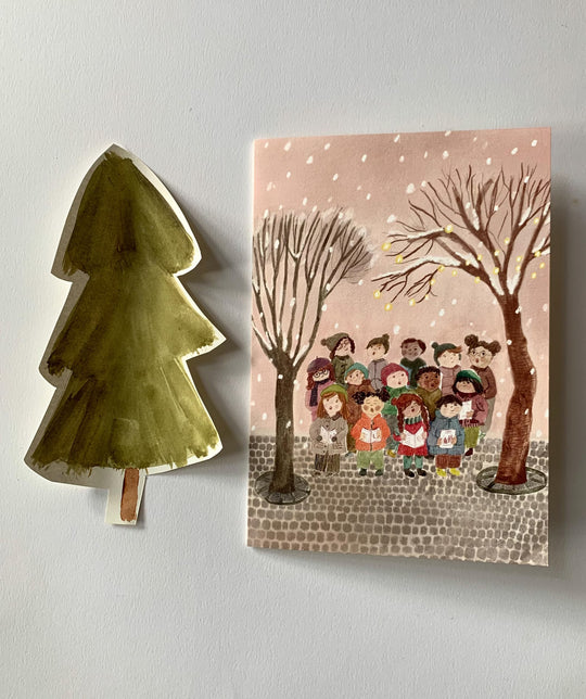 Jingle Bells Choir A5 Christmas Card by Nicola Clarke