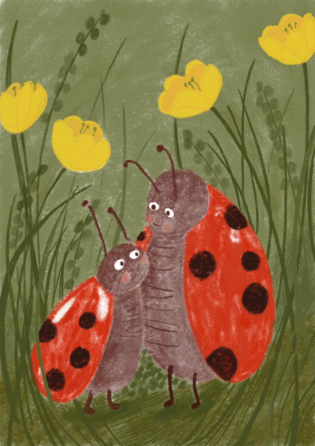 Ladybirds Greetings Card by Nicola Clarke