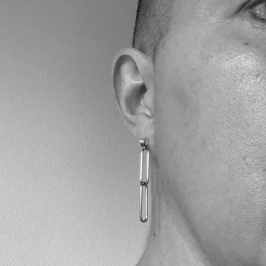 Double drop paperclip earrings by Factory Floor Jewels