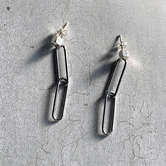Double drop paperclip earrings by Factory Floor Jewels