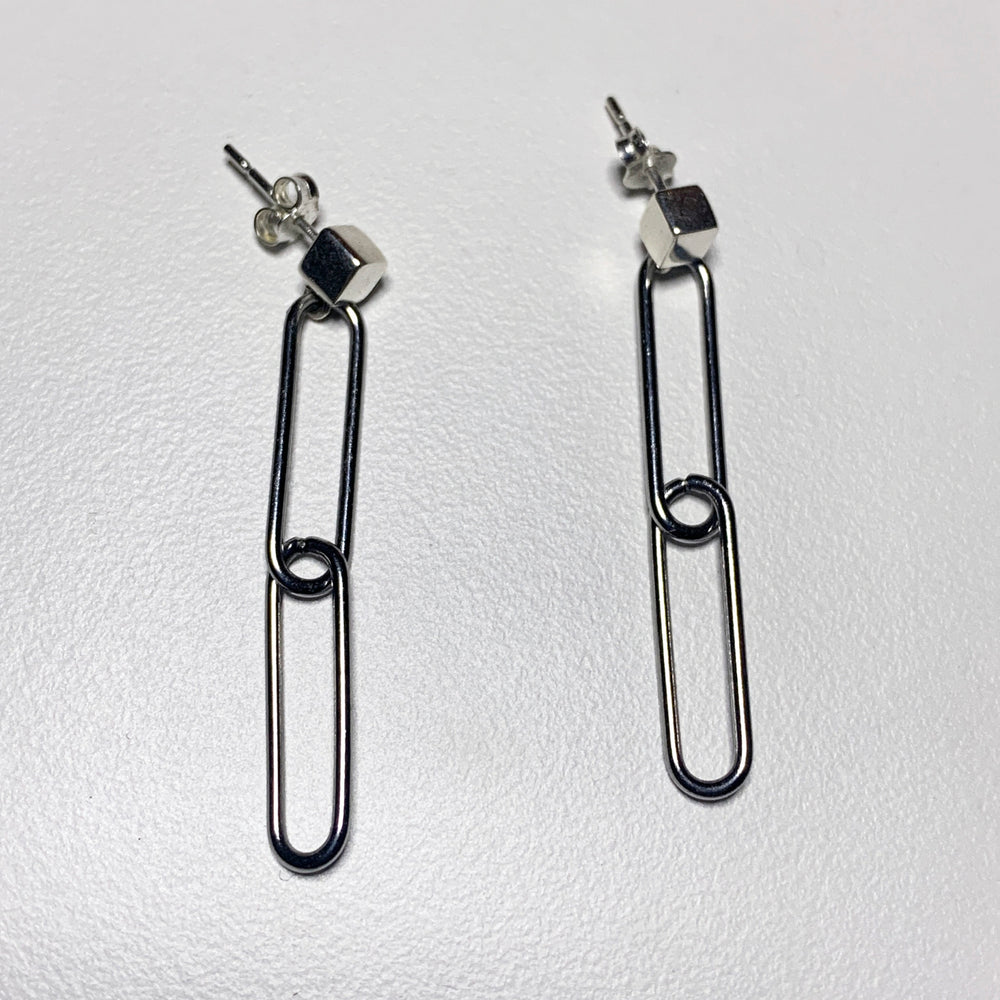 Double drop paperclip earrings by Factory Floor Jewels