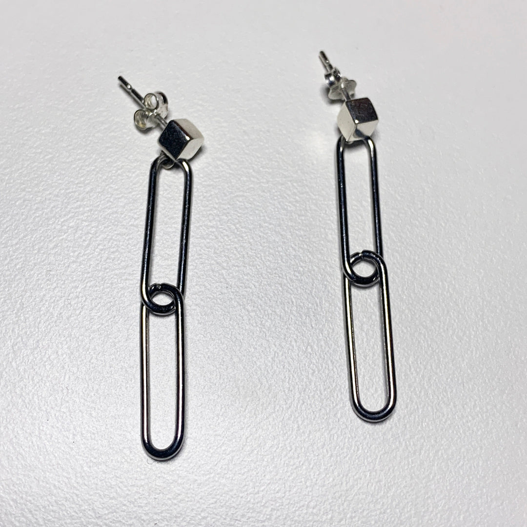 Double drop paperclip earrings by Factory Floor Jewels