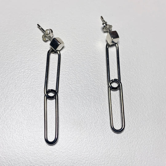 Double drop paperclip earrings by Factory Floor Jewels