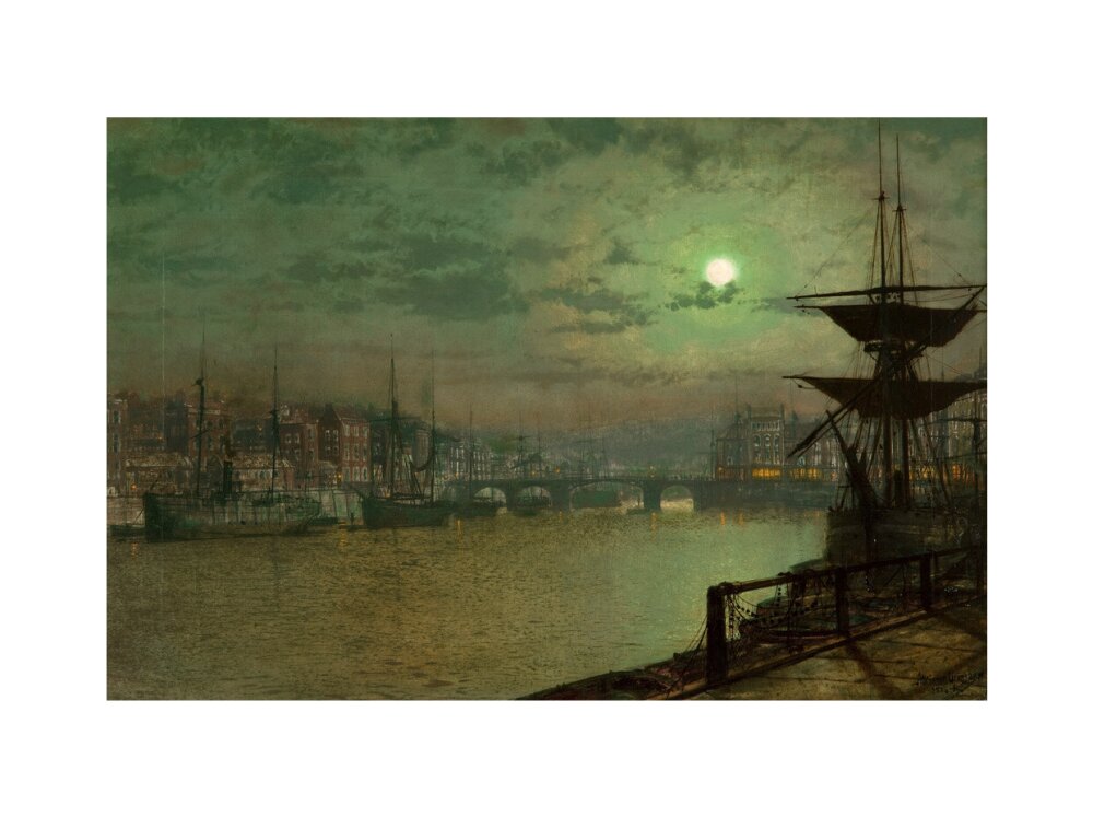John Atkinson Grimshaw, Baiting the Lines, Whitby, 1884