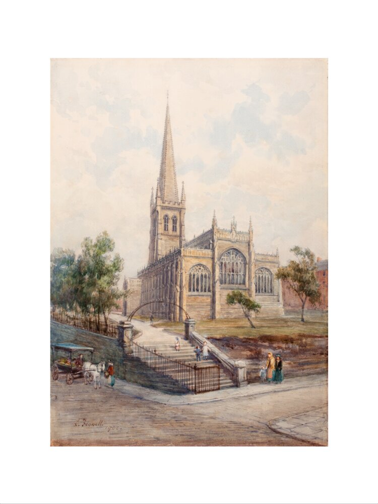 Louisa Fennell, Wakefield Cathedral from Lower Kirkgate, 1907
