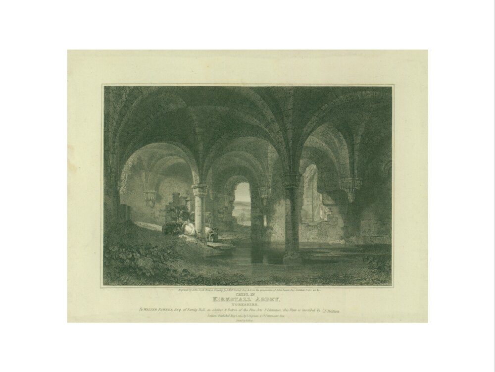 J.M.W. Turner and John Scott (engraver), Kirkstall Abbey Crypt, 1814