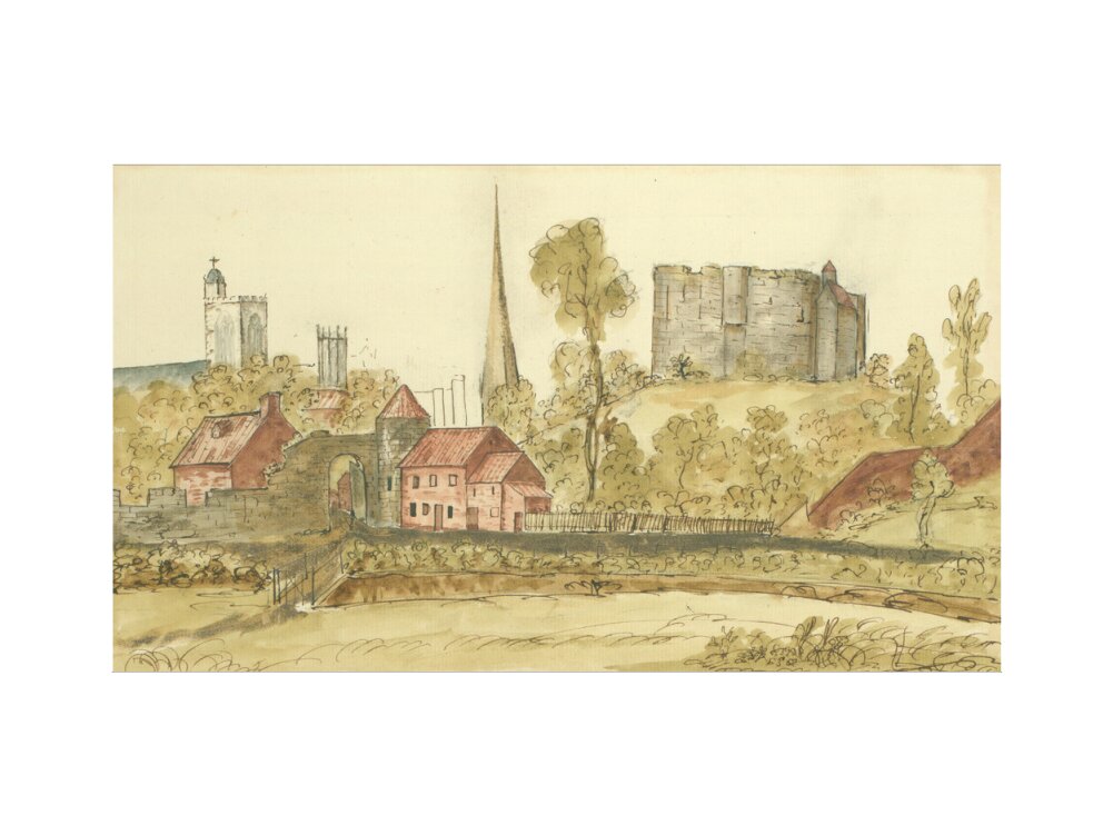 View towards Castlegate Postern and Clifford's Tower in the City of York taken from St. George's Field, 1774