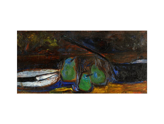 William Scott, Three Pears, Pan, Plate and Knife, 1955
