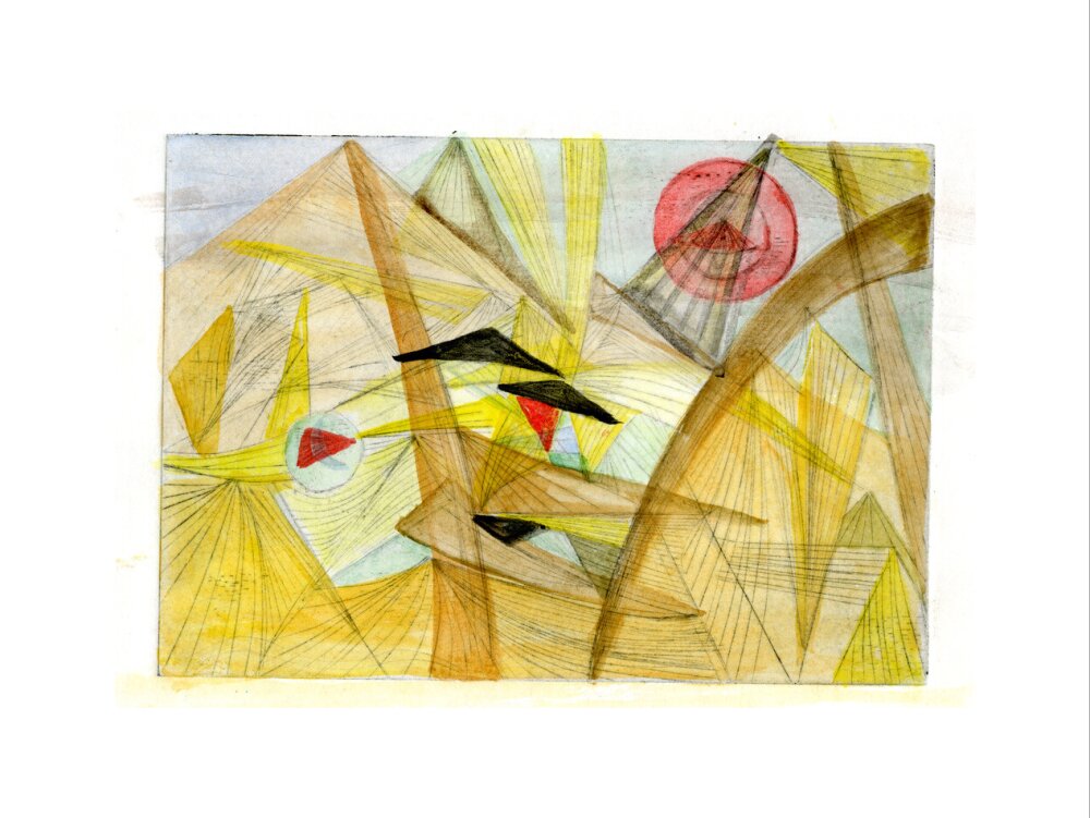Mary Wykeham, Desert Tents (yellow, brown, black and red), 1979