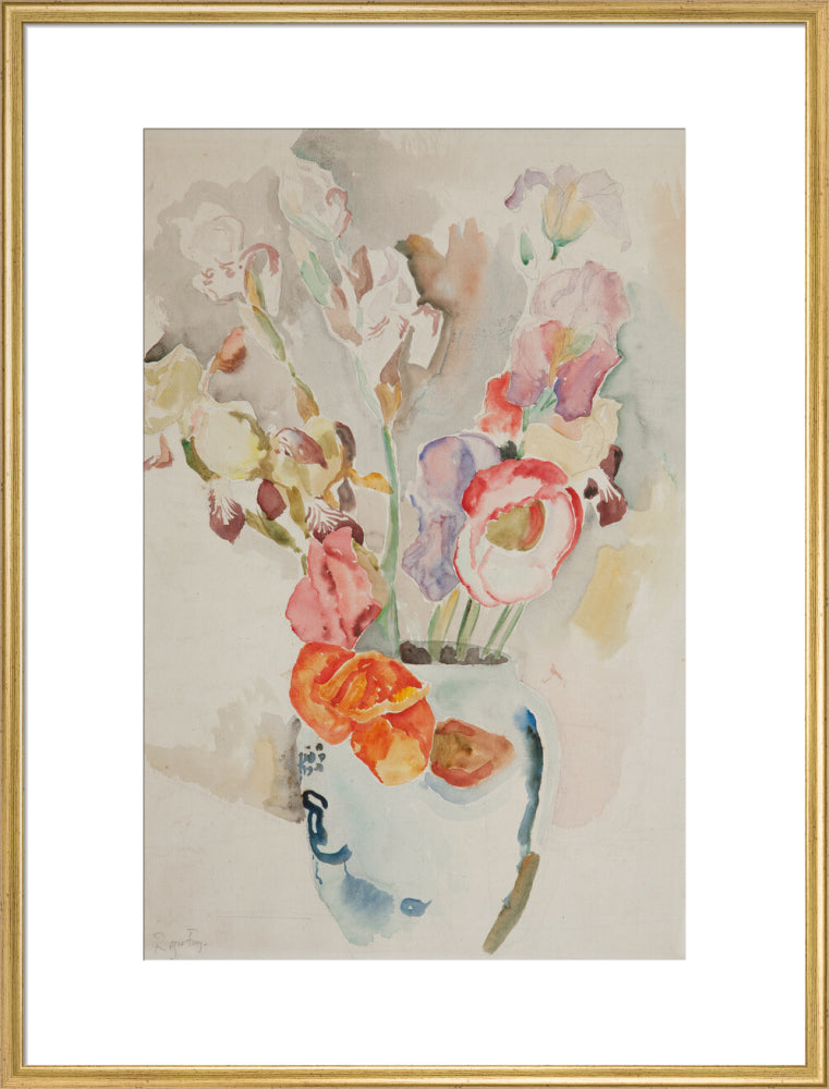 Roger Elliot Fry, Poppies and Irises, watercolour.