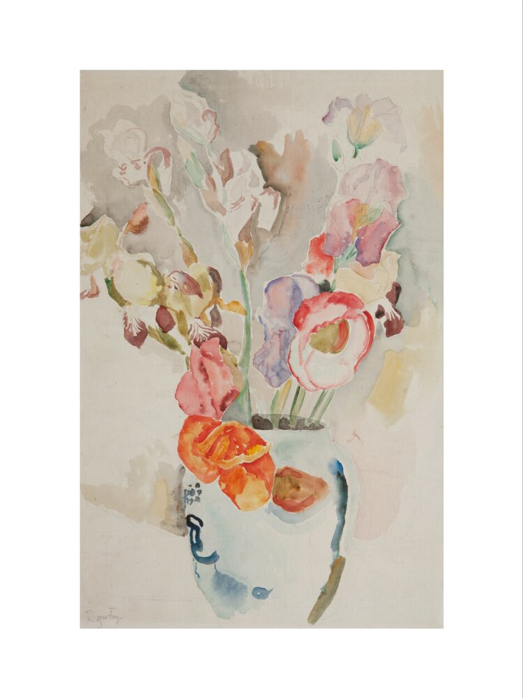 Roger Elliot Fry, Poppies and Irises, watercolour.