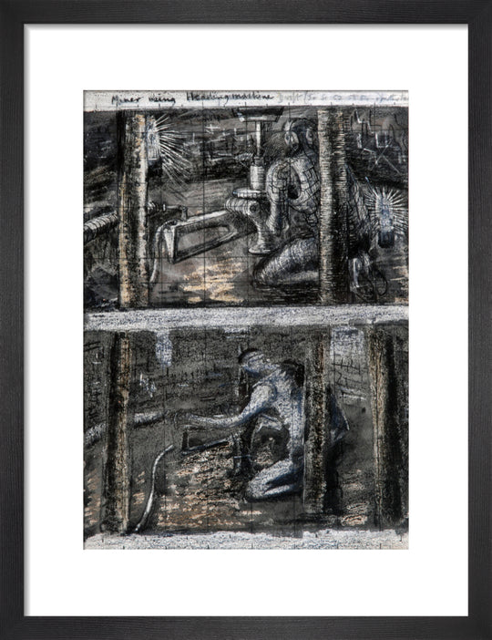 Henry Moore, Miner Using Heading Machine, page from Coalmine Sketchbook, 1942
